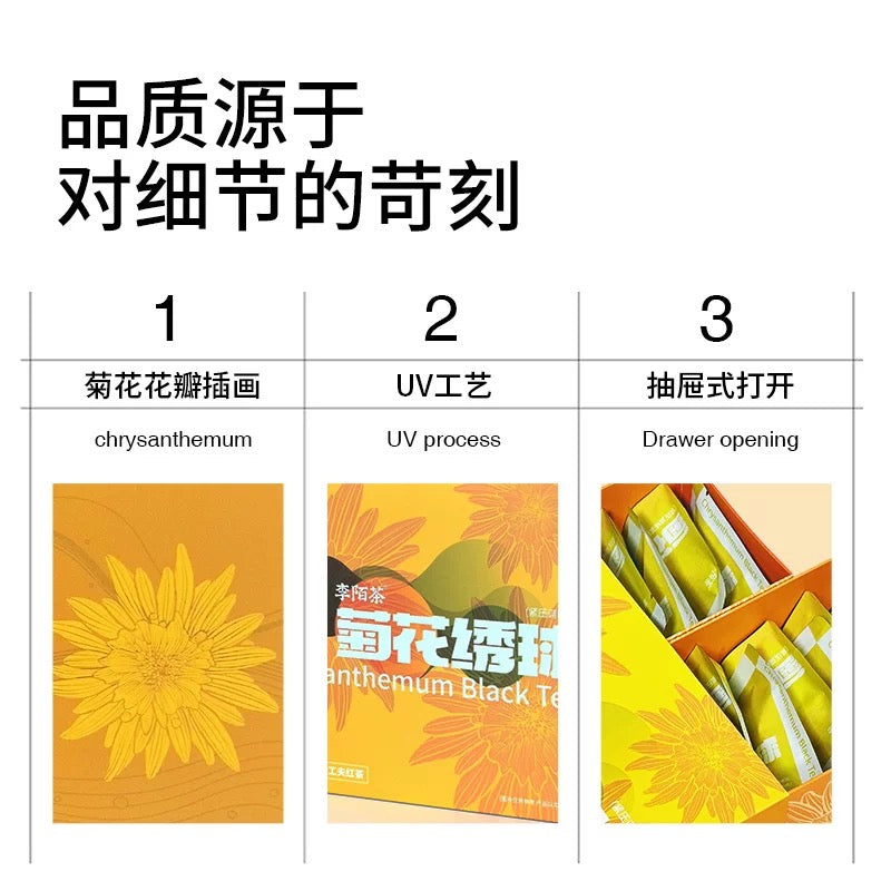 Chrysanthemum hydrangea dragon ball tea Yunnan Fengqing Dianhong tea drink by yourself individual small bag gift box